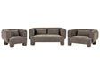 Living Room Set Brown Fabric Soft Curved 3 Seater Sofa Loveseat Armchair Retro Minimalist Beliani
