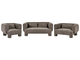 Living Room Set Brown Fabric Soft Curved 3 Seater Sofa Loveseat Armchair Retro Minimalist Beliani