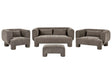 Living Room Set Brown Fabric Soft Curved 3 Seater Sofa Loveseat Armchair Ottoman Retro Minimalist Beliani