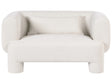 2 Seater Sofa White Fabric Upholstery Plush Texture Cylindrical Legs Organic Style Beliani