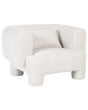 Armchair White Fabric Upholstery Plush Texture Cylindrical Legs Organic Style Beliani