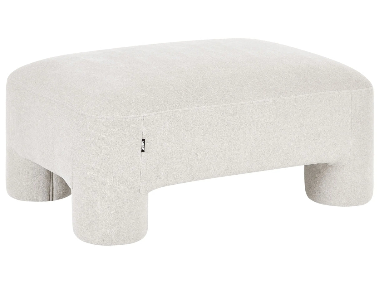 Ottoman White Fabric Upholstery Plush Texture Cylindrical Legs Organic Style Beliani
