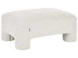 Ottoman White Fabric Upholstery Plush Texture Cylindrical Legs Organic Style Beliani