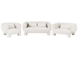 Living Room Set White Fabric Soft Curved 3 Seater Sofa Loveseat Armchair Retro Minimalist Beliani