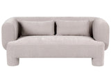 3 Seater Sofa Dark Beige Fabric Upholstery Plush Texture Cylindrical Legs Organic Style Beliani