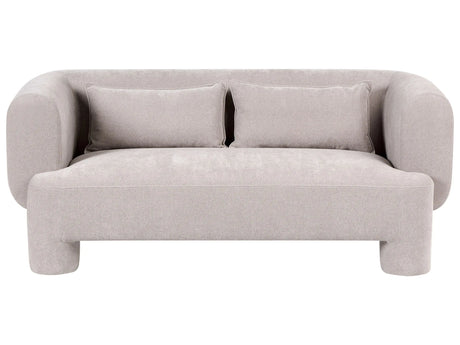 3 Seater Sofa Dark Beige Fabric Upholstery Plush Texture Cylindrical Legs Organic Style Beliani