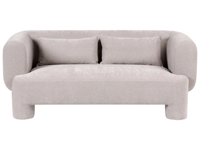 3 Seater Sofa Dark Beige Fabric Upholstery Plush Texture Cylindrical Legs Organic Style Beliani
