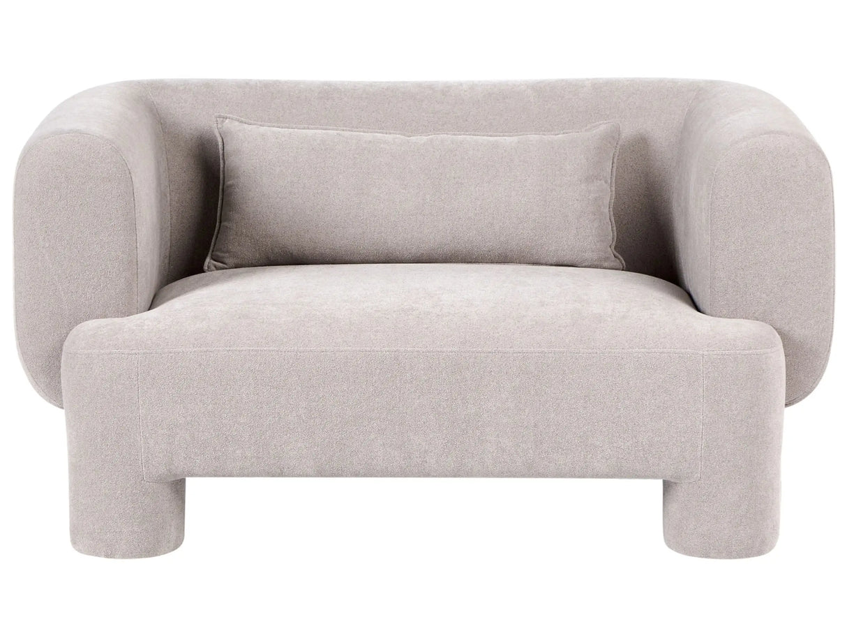 2 Seater Sofa Dark Beige Fabric Upholstery Plush Texture Cylindrical Legs Organic Style Beliani