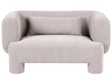 2 Seater Sofa Dark Beige Fabric Upholstery Plush Texture Cylindrical Legs Organic Style Beliani