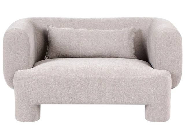 2 Seater Sofa Dark Beige Fabric Upholstery Plush Texture Cylindrical Legs Organic Style Beliani