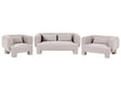 Living Room Set  Dark Beige Fabric Soft Curved 3 Seater Sofa Loveseat Armchair Retro Minimalist Beliani