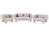 Living Room Set  Dark Beige Fabric Soft Curved 3 Seater Sofa Loveseat Armchair Retro Minimalist Beliani