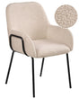 Dining Room Chair Light Beige Boucle Upholstery Black Base Iron Frame Retro Design Beliani