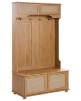 Shoe Storage with Coat Rack Light Brown MDF 6 Shoe Compartments 4 Hooks Beliani