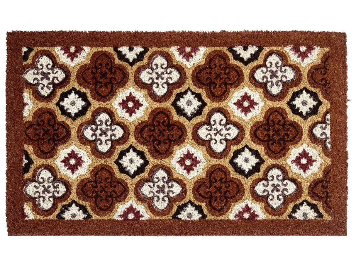 Doormat Brown Coir with Anti-Slip PVC Bottom 40 x 60 cm Decoration Abstract Pattern Beliani