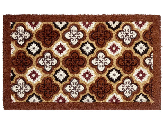 Doormat Brown Coir with Anti-Slip PVC Bottom 45 x 75 cm Decoration Abstract Pattern Beliani