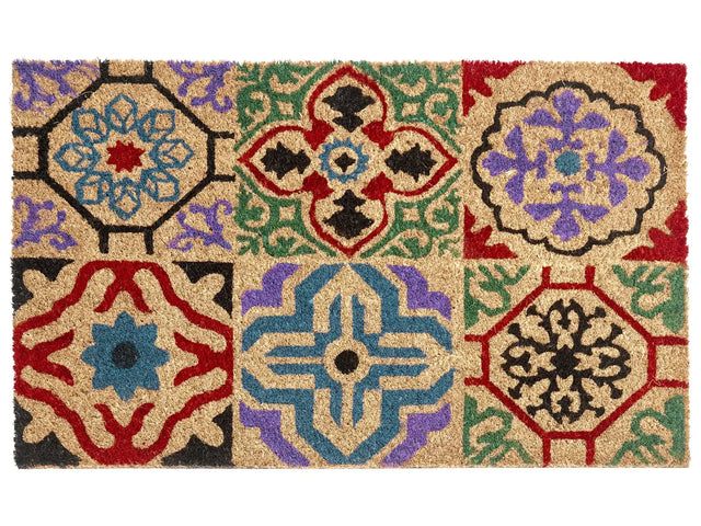 Doormat Natural Coir with Anti-Slip PVC Bottom 40 x 60 cm Decoration Multicolour Abstract Pattern Beliani