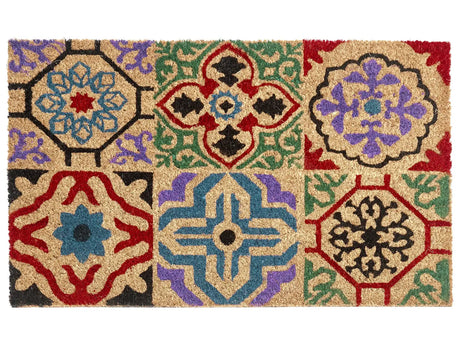 Doormat Natural Coir with Anti-Slip PVC Bottom 45 x 75 cm Decoration Multicolour Abstract Pattern Beliani