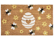 Doormat Natural Coir with Anti-Slip PVC Bottom 40 x 60 cm Decoration Bees and Flowers Pattern Beliani