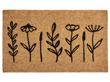 Doormat Natural Coir with Anti-Slip PVC Bottom 50 x 80 cm Decoration Flowers Pattern Beliani