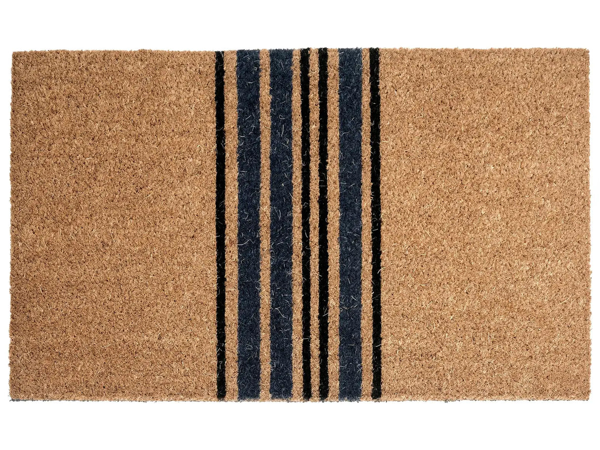 Doormat Natural Coir with Anti-Slip PVC Bottom 45 x 75 cm Decoration Classic Striped Pattern Beliani