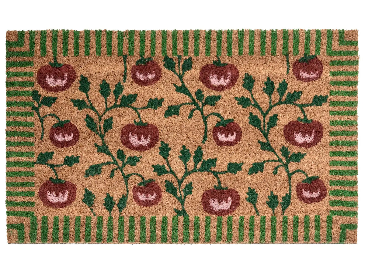 Doormat Natural Coir with Anti-Slip PVC Bottom 45 x 75 cm Decoration Classic Traditional Vegetable Pattern Beliani