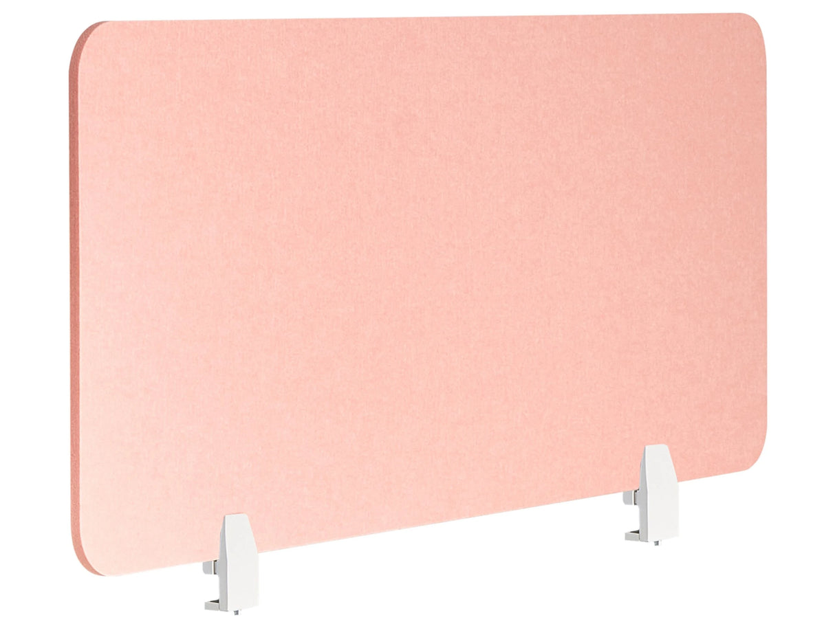Desk Screen Peach Pink PET Board Fabric Cover 120 x 50 cm Acoustic Screen Modular Mounting Clamps Home Office Beliani
