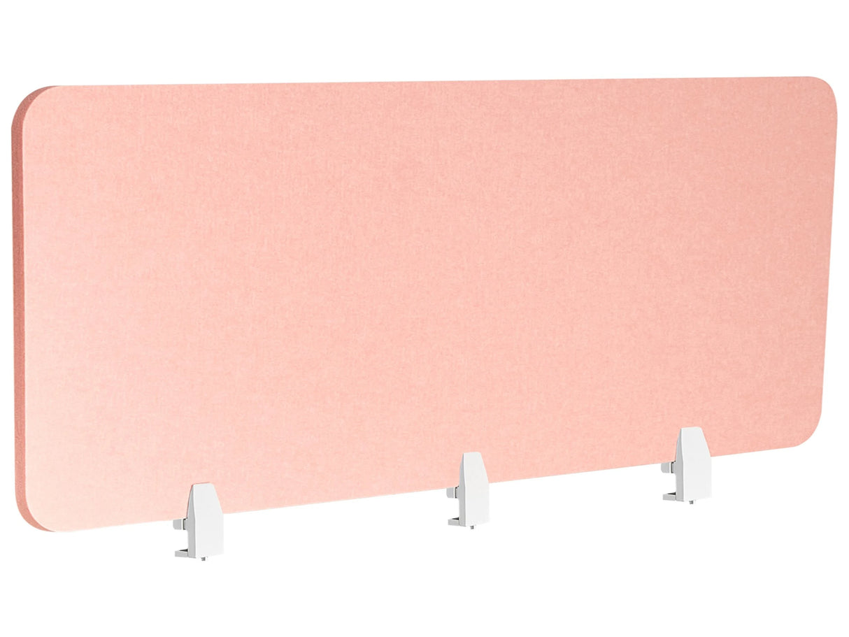 Desk Screen Peach Pink PET Board Fabric Cover 180 x 50 cm Acoustic Screen Modular Mounting Clamps Home Office Beliani