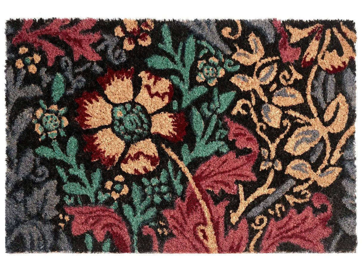 Doormat Multicolour Natural Coir PVC Backing Anti-Slip 40 x 60 cm Floral Motif Modern Indoor Outdoor Decoration Beliani