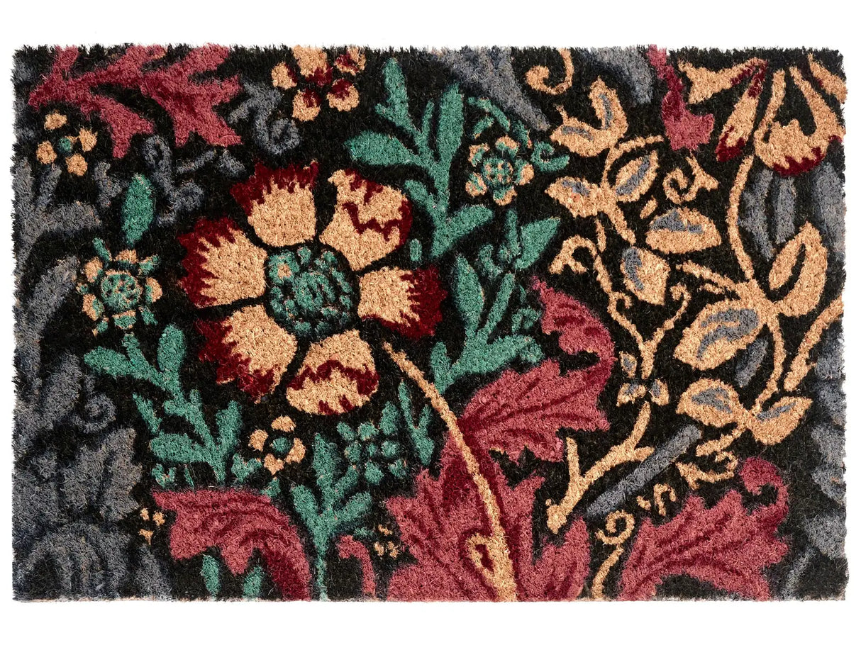 Doormat Multicolour Natural Coir PVC Backing Anti-Slip 50 x 80 cm Floral Motif Modern Indoor Outdoor Decoration Beliani