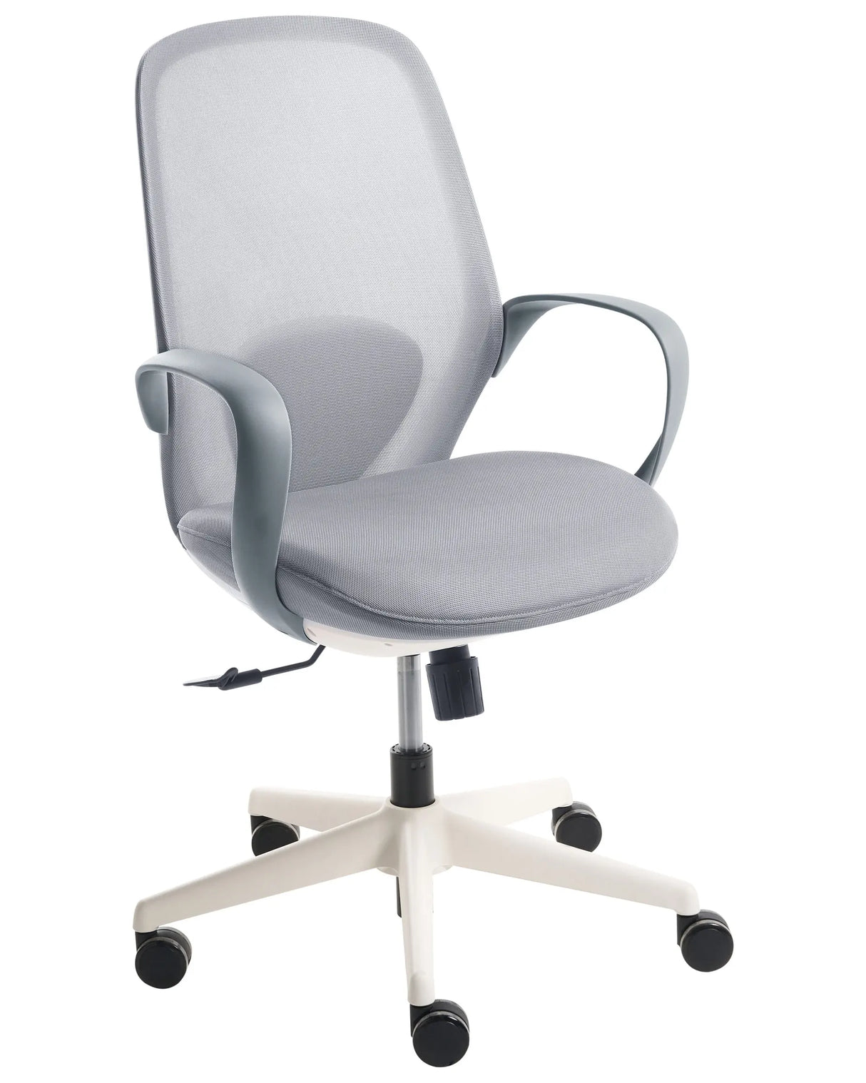 Office Chair Grey Mesh Swivel Base Armrests Tilting Backrest Adjustable Height PU Molded Foam Seat Home Office Open-Space Beliani