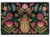 Doormat Multicolour Natural Coir PVC Backing Anti-Slip 40 x 60 cm Floral Motif Modern Indoor Outdoor Decoration Beliani