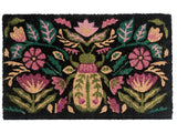 Doormat Multicolour Natural Coir PVC Backing Anti-Slip 45 x 75 cm Floral Motif Modern Indoor Outdoor Decoration Beliani