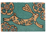 Doormat Teal Natural Coir PVC Backing Anti-Slip 40 x 60 cm Rabbit Motif Modern Indoor Outdoor Decoration Beliani