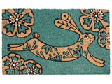 Doormat Teal Natural Coir PVC Backing Anti-Slip 45 x 75 cm Rabbit Motif Modern Indoor Outdoor Decoration Beliani