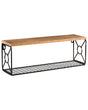 Wall Shelf Black Iron Wall Mounted Fir Wood Storage Space Bathroom Rack for Essentials and Towels Beliani