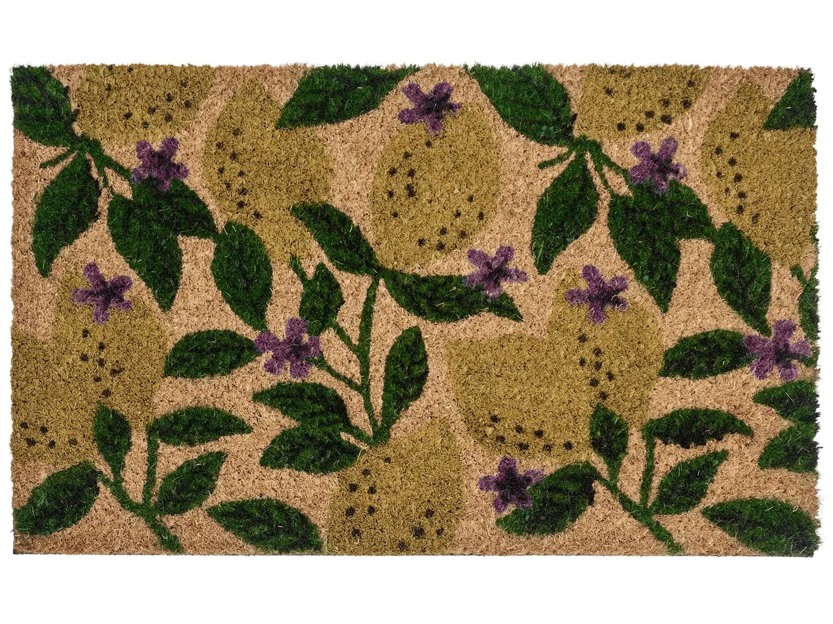 Doormat Multicolour Natural Coir PVC Backing Anti-Slip 45 x 75 cm Lemon Motif Modern Indoor Outdoor Decoration Beliani