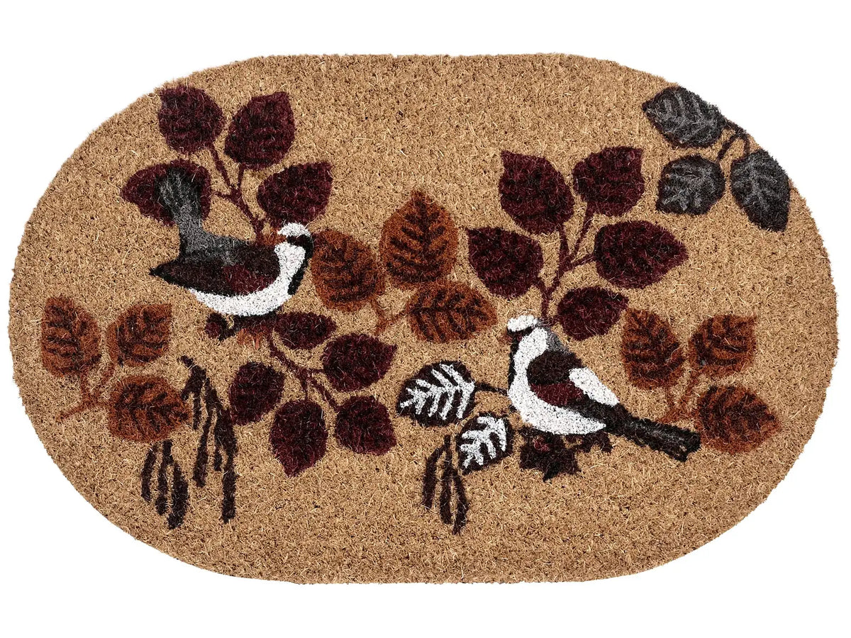 Doormat Natural Coir PVC Backing Anti-Slip 40 x 60 cm Bird Motif Modern Indoor Outdoor Decoration Beliani