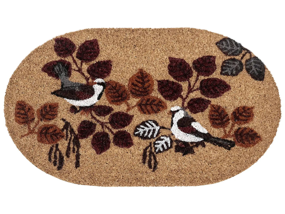 Doormat Natural Coir PVC Backing Anti-Slip 45 x 75 cm Bird Motif Modern Indoor Outdoor Decoration Beliani