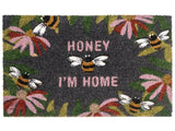 Doormat Multicolour Natural Coir PVC Backing Anti-Slip 45 x 75 cm Bee Motif Modern Indoor Outdoor Decoration Beliani