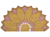Doormat Yellow Natural Coir PVC Backing Anti-Slip 45 x 75 cm Flower Motif Modern Indoor Outdoor Decoration Beliani