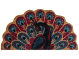 Doormat Multicolour Coir PVC Backing Anti-Slip 45 x 75 cm Peacock Design Modern Indoor Outdoor Decoration Beliani