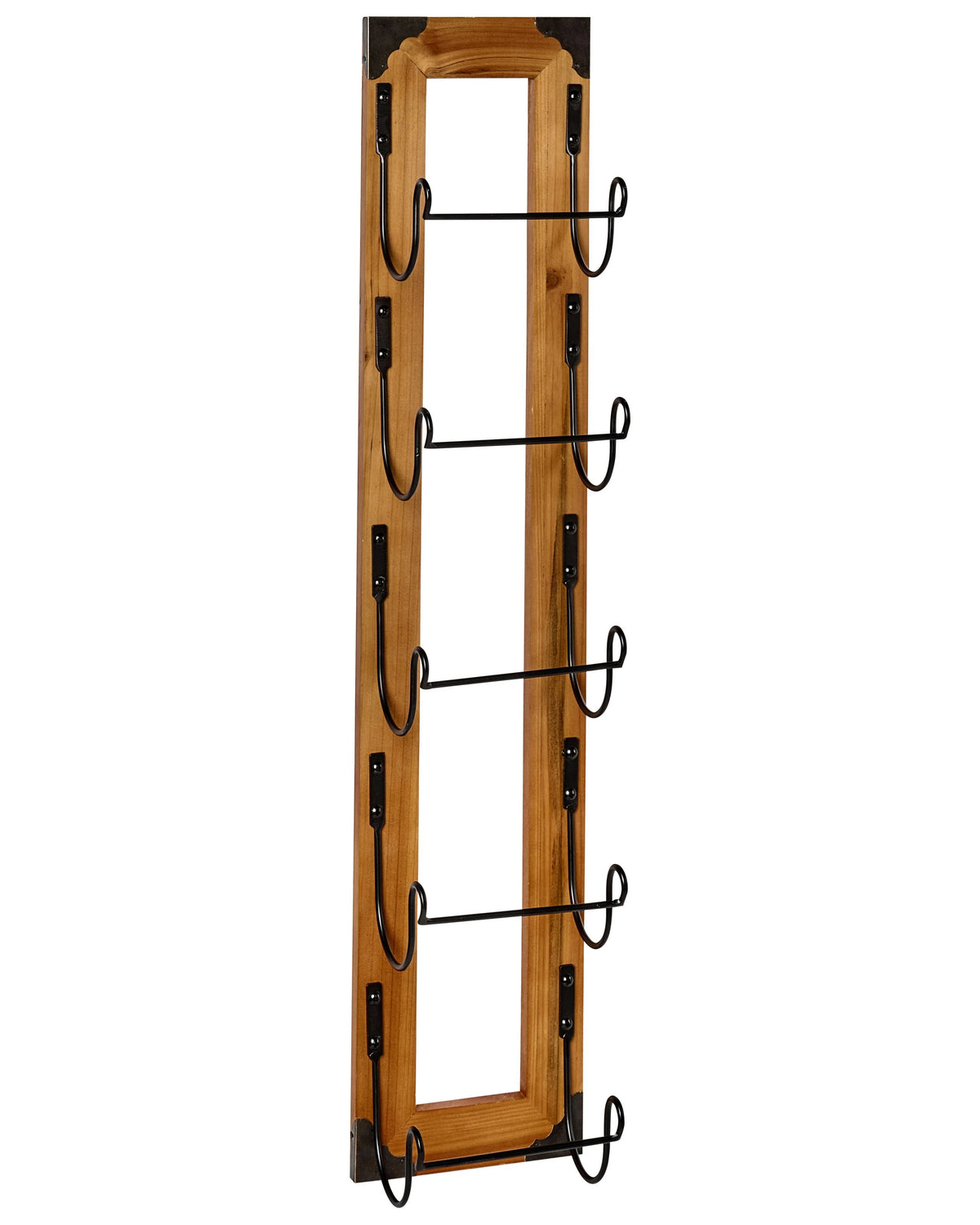 Wall Mounted Towel Rack Brown Fir Wood 5-Tier Iron Hooks Additional Storage Space Bathroom Beliani