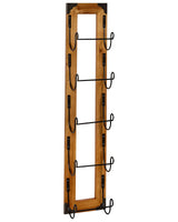 Wall Mounted Towel Rack Brown Fir Wood 5-Tier Iron Hooks Additional Storage Space Bathroom Beliani