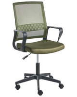 Office Chair Dark Green Mesh Fabric Upholstery Adjustable Height Swivel Desk Computer Home Office Beliani