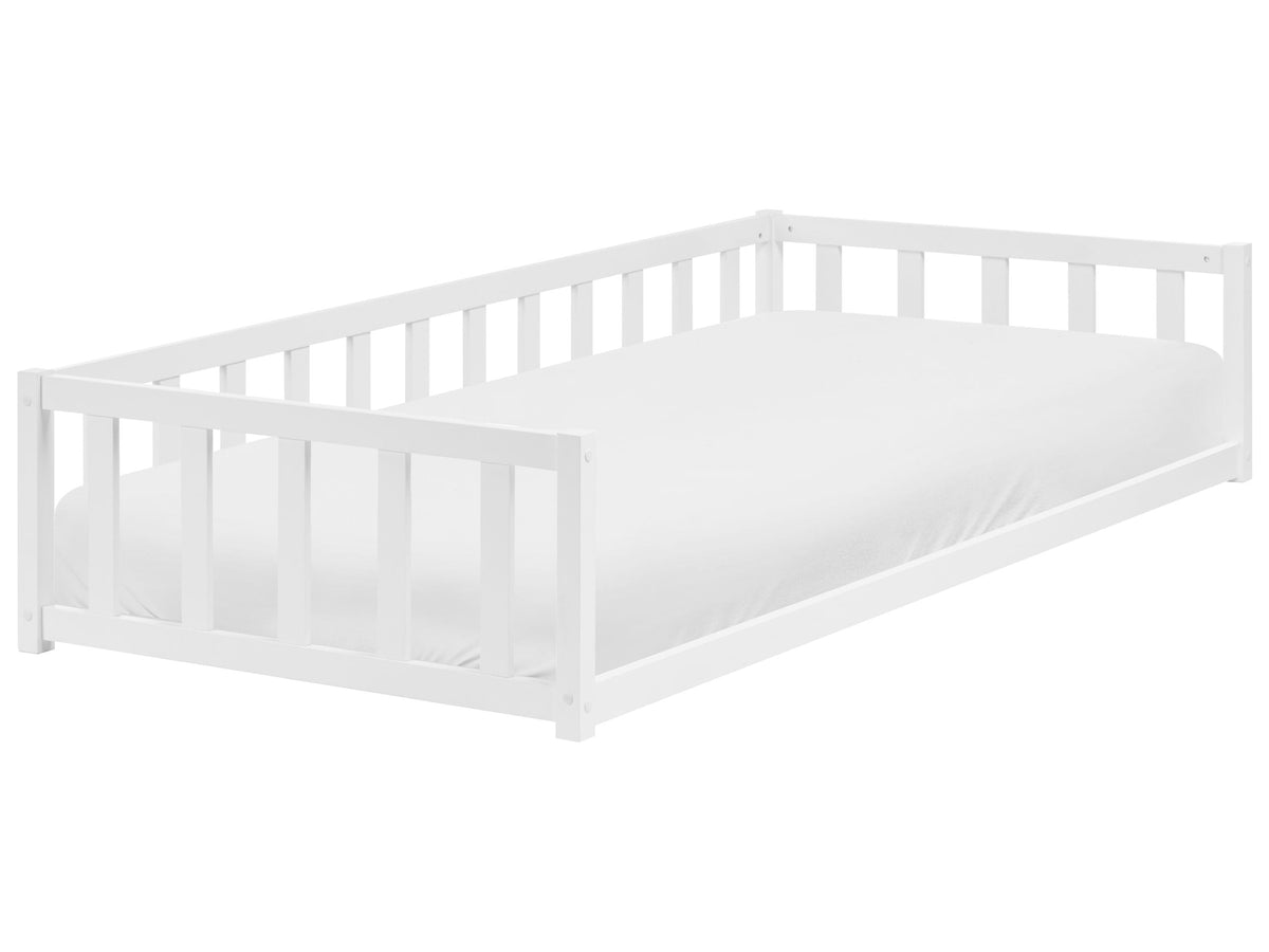 Kids Floor Bed White Pine Wood EU Single Size 3ft with Slatted Frame Bed for Toddler Beliani