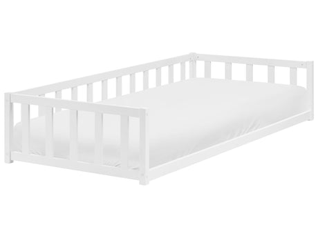 Kids Floor Bed White Pine Wood EU Single Size 3ft with Slatted Frame Bed for Toddler Beliani