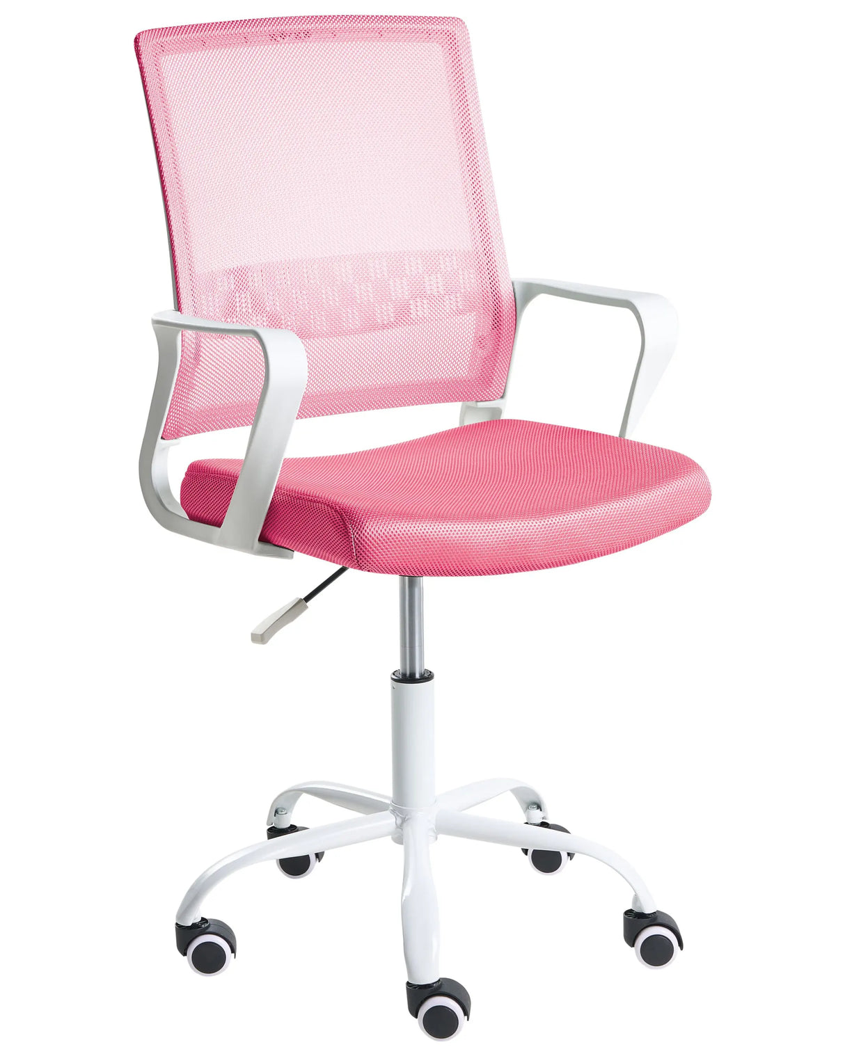 Office Chair Pink Mesh Fabric Upholstery Adjustable Height Swivel Desk Computer Home Office Beliani