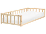 Kids Floor Bed Light Brown Pine Wood EU Single Size 3ft with Slatted Frame Bed for Toddler Beliani