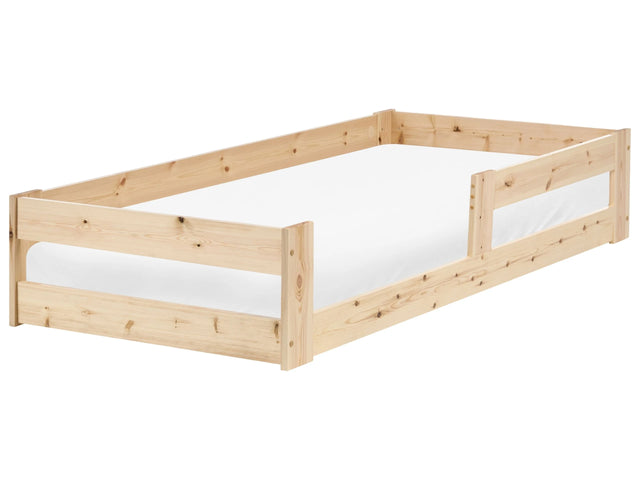 Kids Floor Bed Light Brown Pine Wood EU Single Size 3ft with Slatted Frame Bed for Toddler Beliani
